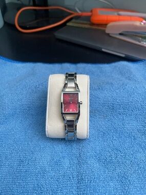 DKNY Stainless Steel Bracelet Watch with Red Dial